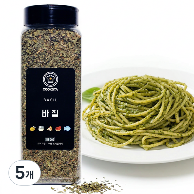 [쿡스타] 바질 - 피자/파스타/샐러드에 더해지는 향긋함, 150g, 5개