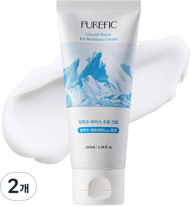 퓨어픽 빙하수 아이스 수분크림 100ml 저자극 쿨링 보습 수분크림, 2개, 100g