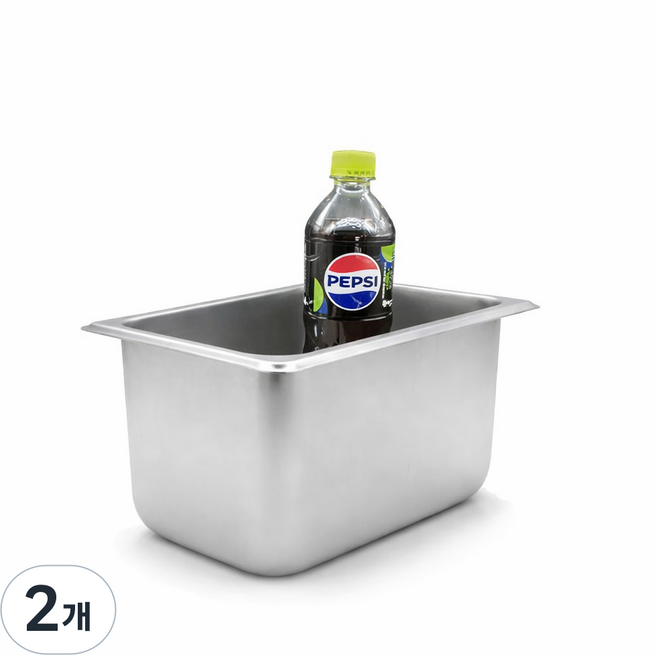 304 NSF식품 승인 사각 견고한 업소용 냉장고 반찬 스텐 밧드 바트, 1/4 (265x165mm) × 높이 15cm 몸체만, 2개