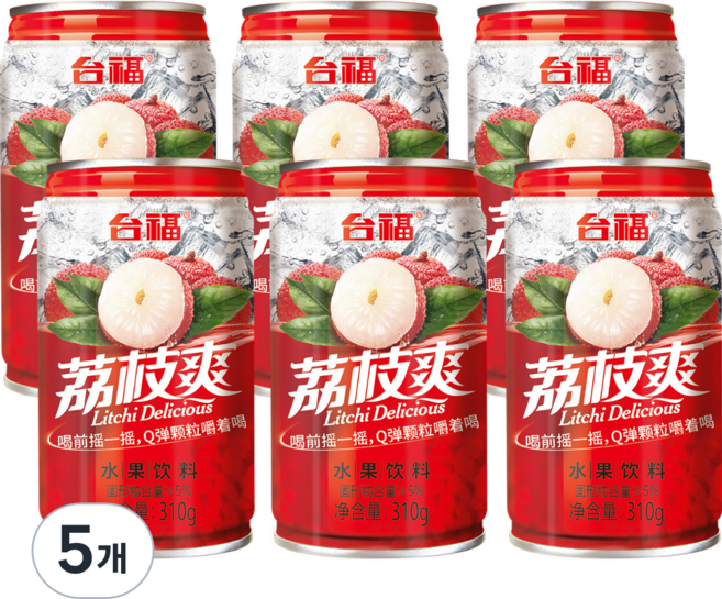 리치 과육 주스, 5개, 330ml