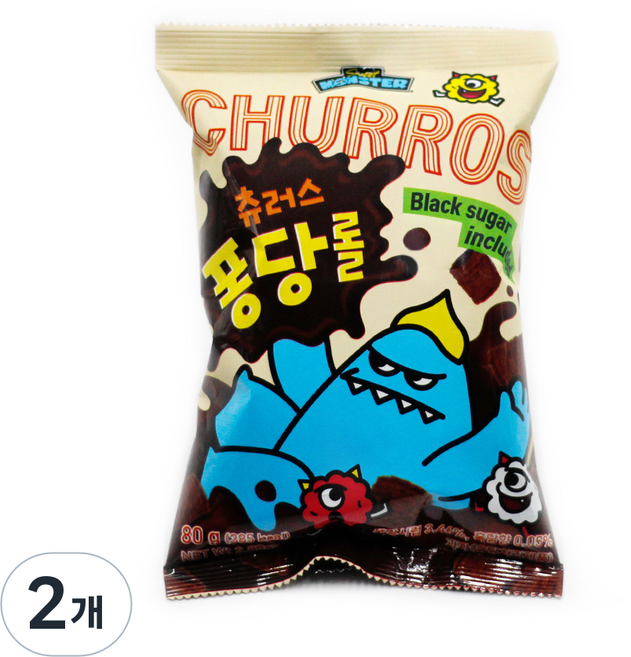 스위트몬스터 츄러스 퐁당롤 흑당과자, 2개, 80g