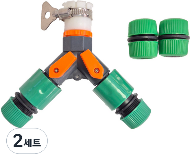 Y자 호스커넥터 수도꼭지 호스 연결구 분배기 어댑터, Y커넥터, 2세트