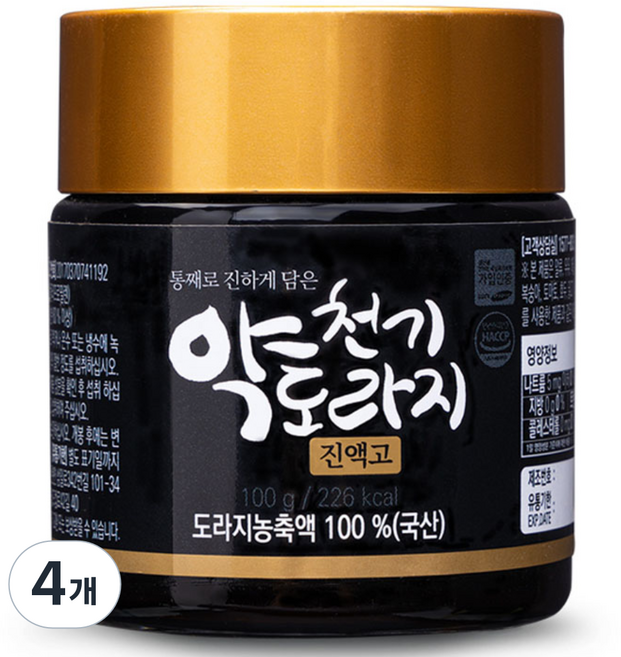 웰스앤헬스 국내산 천기 약도라지 진액고 도라지청 약도라지청, 100g, 4개