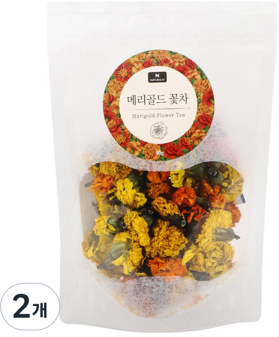 네이쳐리브 제주 수제 메리골드 꽃차 마리골드 꽃송이 파우치형, 40g, 2개, 1개입