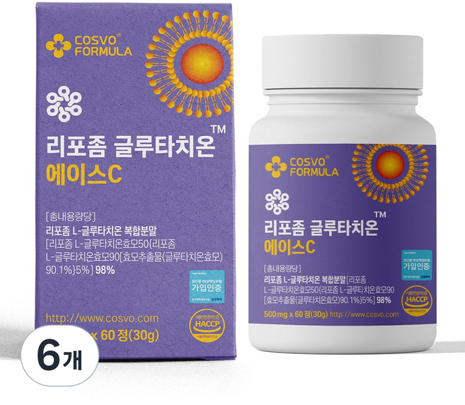 COSVO 리포좀 글루타치온 에이스C HACCP인증, 6개, 60정