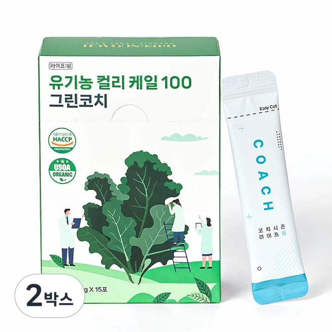 라이프덤 캘리포니아 유기농 컬리케일 분말 100%, 2박스, 30g - 쿠팡