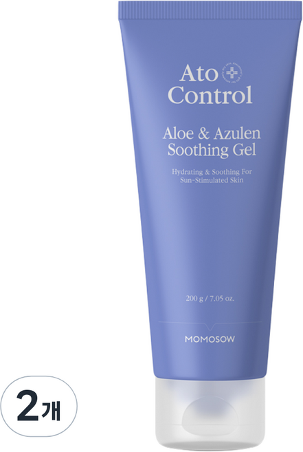 모모쏘우 아토컨트롤 알로에 & 아줄렌 수딩젤 / 푸른빛 구아이아줄렌 햇볕 열감 진정, 200g, 2개