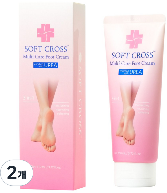 소프트크로스 유리아 풋크림 발뒤꿈치 우레아 각질 보습제, 110ml, 2개, 1개입