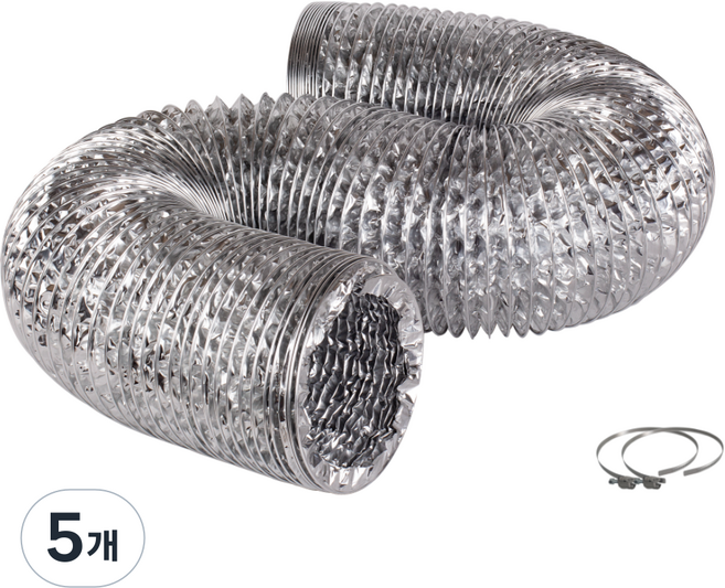 덕트몰 알루미늄 덕트 호스 배관 길이 2.5M / 알류미늄 은박 주름관 자바라 호수, 5개
