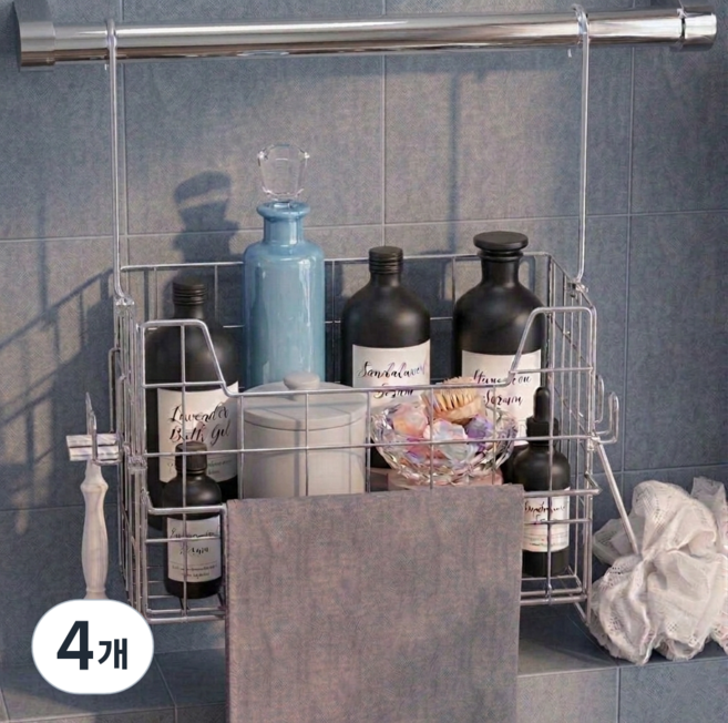 벨리에 수건걸이 선반 바스켓 무타공 304 스텐 욕실 선반, 4개