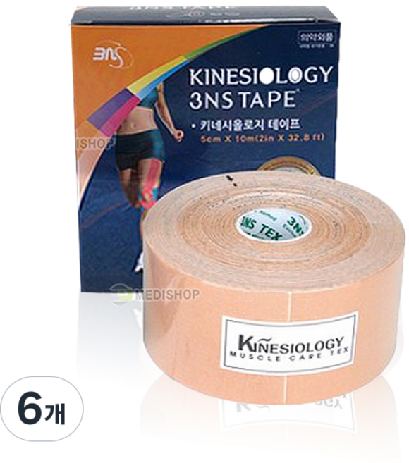 3NS 키네시올로지 근육테이프 5cm x 10 m, 6개
