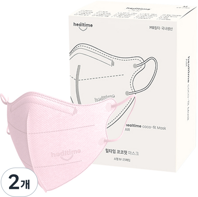 힐타임 코코핏 KF94 컬러 마스크 소형M 새부리형 숨쉬기편한, 스위트핑크, 2개, 25매입