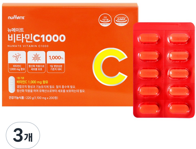 뉴메이트 비타민C 1000, 200정, 3개