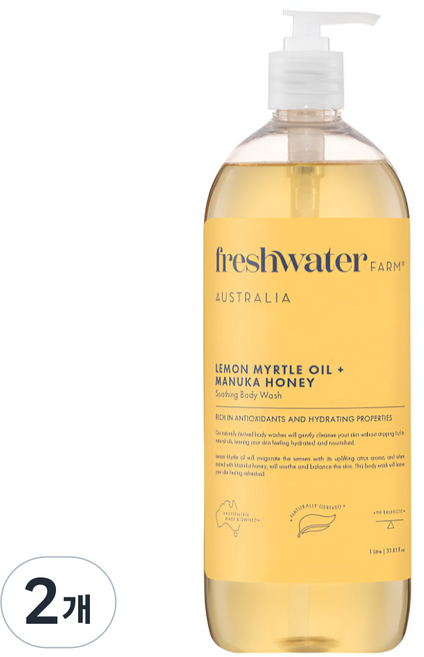 호주 프레쉬워터팜 레몬머틀 마누카 허니 바디워시 대용량, 2개, 1L