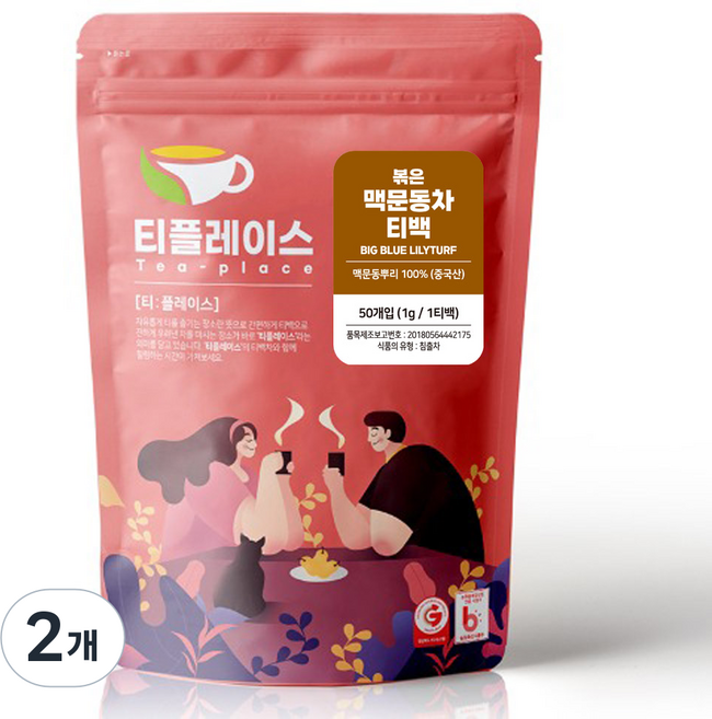 맥문동 삼각티백 50티백 맥문동100%, 2개, 50개입, 1g