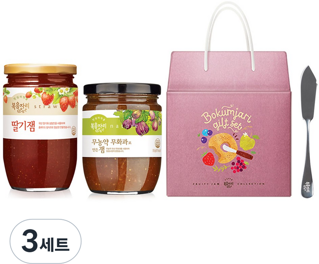 복음자리 딸기잼+무화과잼 선물세트 (잼나이프증정), 3세트, 850g