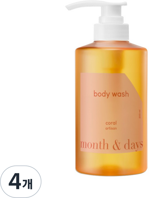 먼스앤데이즈 고보습 퍼퓸 바디워시 우디 시트러스향, 4개, 500ml