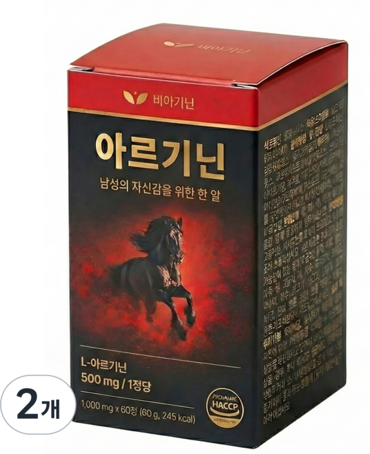 [비아기닌 정품] 남성 활력제 남성 기능 개선 전립선 강화 1위 국내제조, 2개, 60정