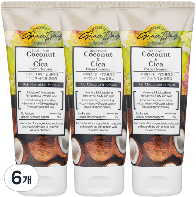 그레이스데이 코코넛 시카 폼클렌징, 100ml, 6개