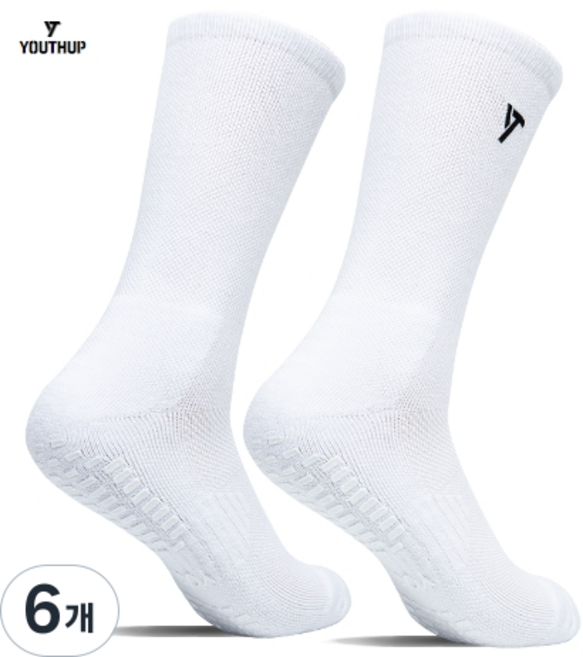 논슬립 미끄럼방지 축구 풋살 양말, 화이트, 6개