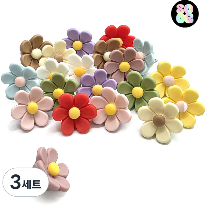 귀여운 꽃 압정 예쁜 플라워 푸쉬핀 셋트 데스크 벽꾸미기 엽서 사진 크로크보드 게시판 지도 사무실 침실벽꾸미기, 3세트, 20개