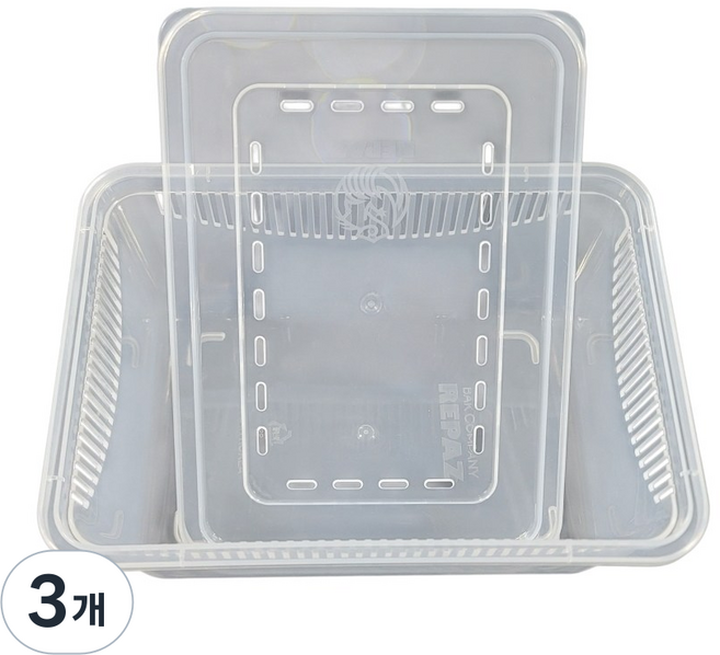 레파즈 적재형 케이지 소 몸통뚜껑세트, 3개, 투명