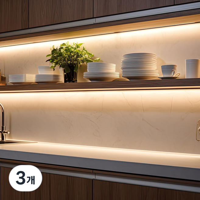 프랜베이 셀프 인테리어 잘라쓰는 LED 동작감지 센서등, 1M, 3개, 로맨스골드