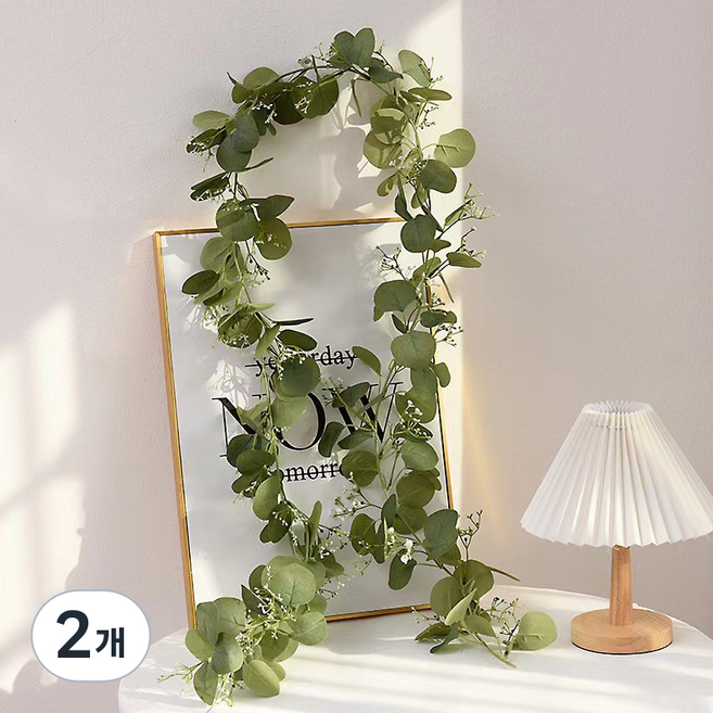 유칼립투스 조화 넝쿨 가랜드 은방울꽃 180cm, 네추럴그린, 2개