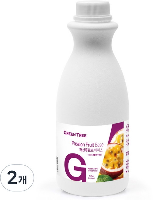 그린트리 패션후르츠 에이드 베이스, 2개, 1.2kg