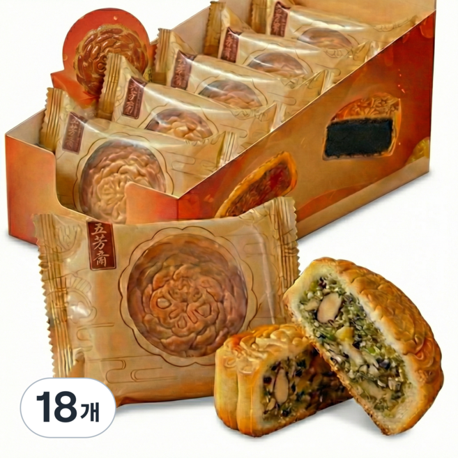 100년 전통 브랜드 디저트 중국 오인월병 개별포장, 50g, 18개