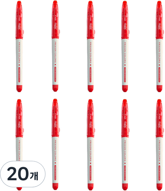 PILOT 파일로트 열펜 아이롱펜 열사인펜 열에 지워지는 펜 아이론펜 프릭션컬러즈 (사인펜타입) 8컬러 1박스, 레드, 20개