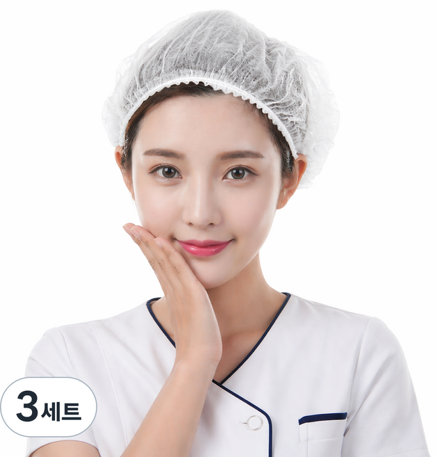 부직포 일회용 위생모 헤어캡 위생모자 미용실 식품 공장 위생 캡, 3세트, 화이트100매