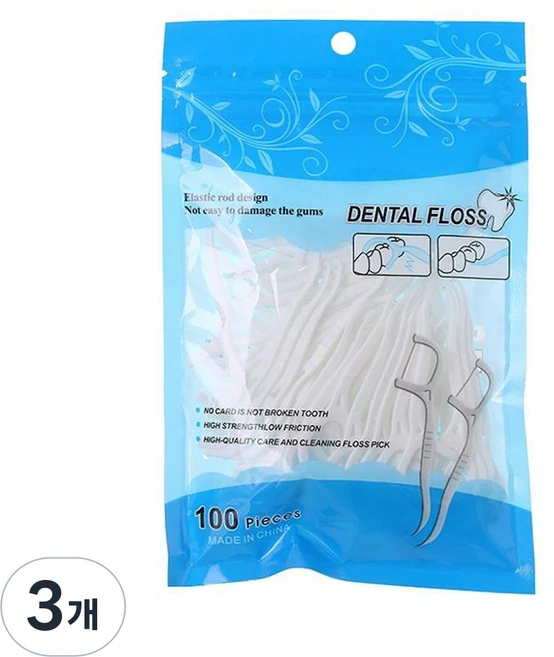 블루카이 100P 일회용 치실, 3개, 100개입 - 쿠팡