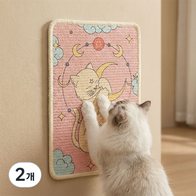마술사 부착형 사이잘삼 고양이 스크래쳐 가구 벽지 보호, 2개, 스타일B