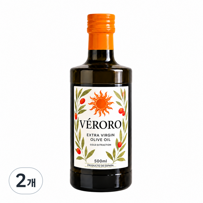 [베로로] 산도 0.18% 최상급 스페인 엑스트라버진 올리브오일, 2개, 500ml