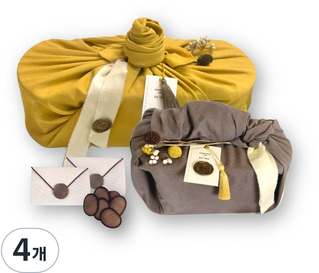 DV TEA 한방 녹용차 명품 선물세트 보자기 코사지 쇼핑백 포함, 4개, 중 목함 5개입
