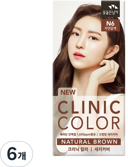 꽃을든남자 크리닉 새치 염색약, 6개, N6자연갈색