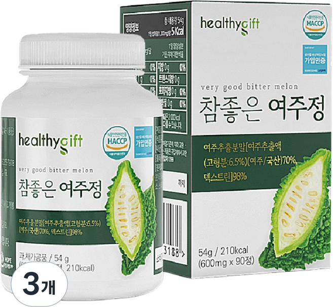 참좋은 여주정 국내산 여주 추출 분말 식약처 HACCP 인증, 90정, 3개