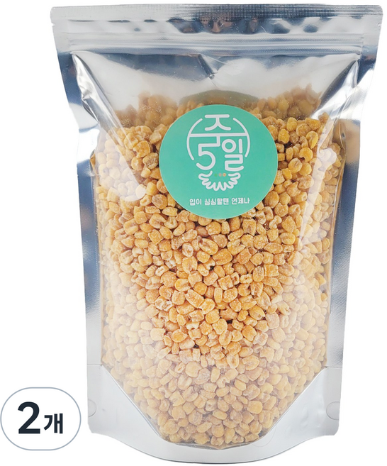 [주5일] 바삭한 하모니콘 옥돌콘 밭두렁 논두렁 스탠드지퍼백 대용량 옥수수콘, 2개, 1kg