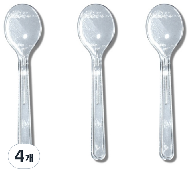 9cm 투명 미니 아이스크림 스푼 벌크포장 일회용 플라스틱 스픈, 4개, 1000개