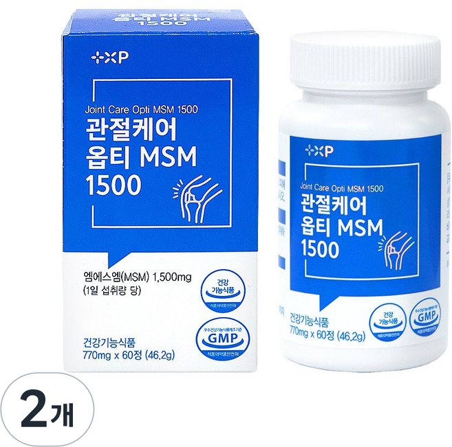 플러스엑스팜 관절케어 옵티MSM 1500 미국산 고순도 엠에스엠 영양제, 2개, 60정