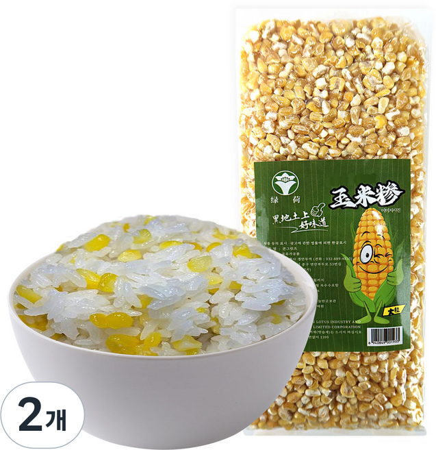 (배터짐) 녹허흑토 콘그릿츠 연변 대알 찰옥수수쌀 옥수수쌀, 2개, 1kg