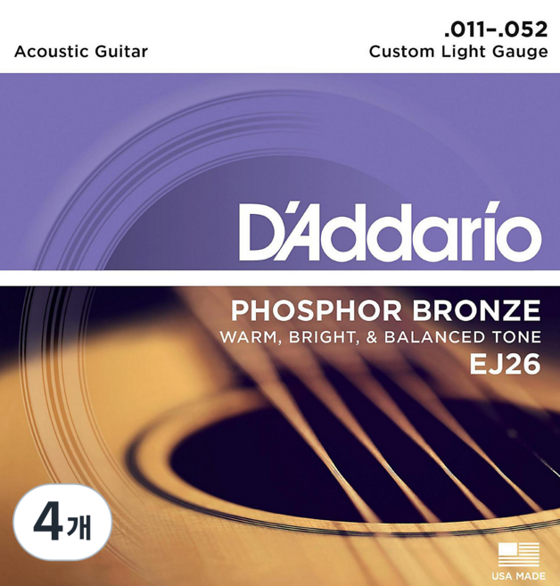 다다리오 어쿠스틱 기타 통기타 스트링, 팩토리벌크, 4개, EJ26