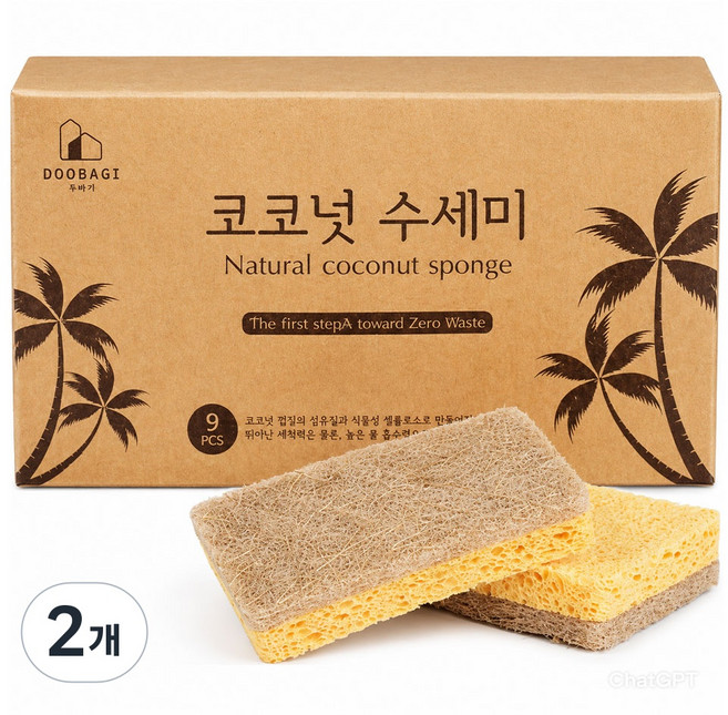 옵티머스 천연수세미 제로웨이스트 셀룰로오스 주방 설거지, 2개, 9개입