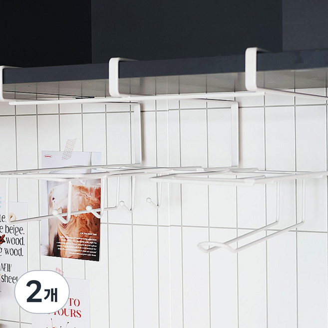 이놀 라니아 무타공 스텐 다용도 주방 선반 조리도구 걸이 도마 거치대, 2개, 화이트 [LX947]