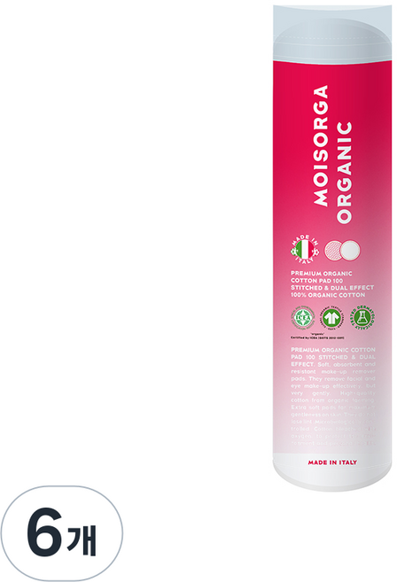 모이스올가 프리미엄 화장솜 스티치 앤 듀얼이펙트, 100매입, 6개