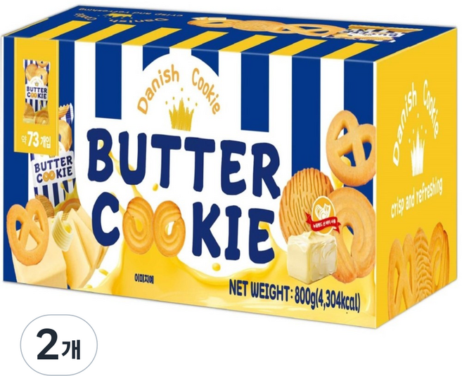 진한 풍미 데니쉬 버터 쿠키 800g 홈카페 대용량 디저트, 2개