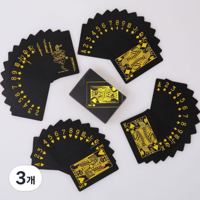 큰나무 물에 젖지 않는 PVC 포커카드 홀덤 마술 트럼프, 노랑블랙, 3개