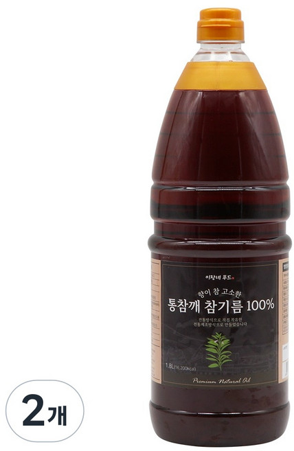 이장네_향이 참 고소한 통참깨 참기름 %_ _, 2개, 1.8L