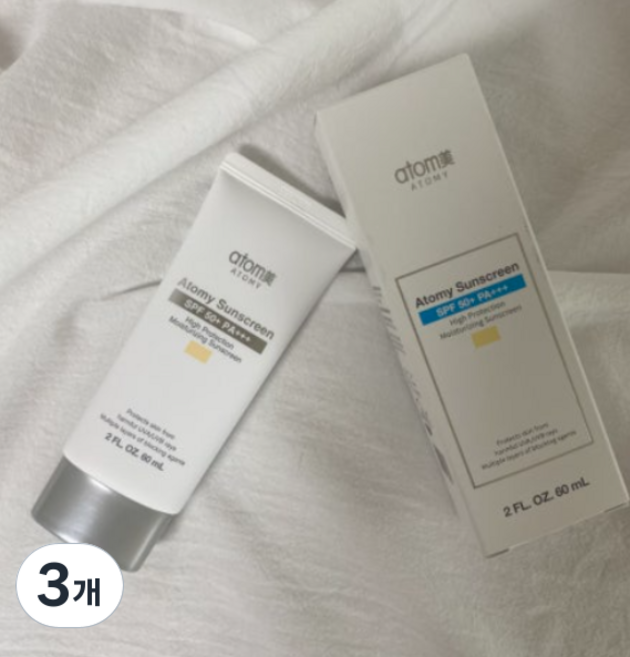 애터미 선크림 베이지 SPF50+ PA+++, 60ml, 3개